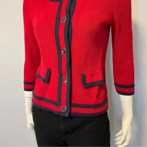 Vintage Talbots Red Knitted sweater jacket /cardigan size XS - Picture 8 of 8